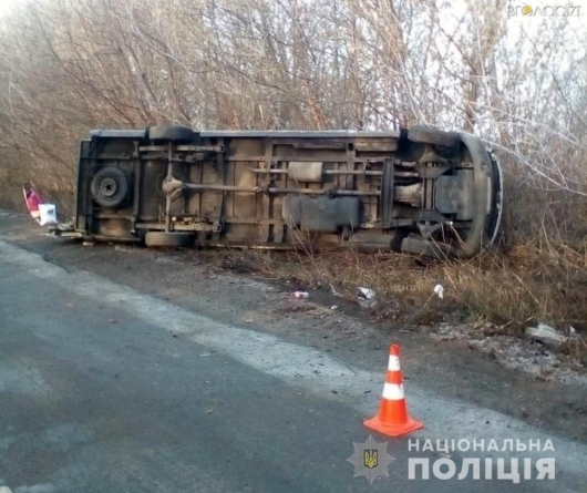 На слизькій дорозі біля Ружина перекинувся автобус: є травмовані