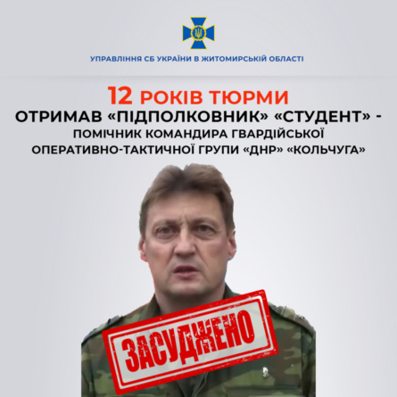 На Житомирщині заочно засудили помічника командира підрозділу «днр»