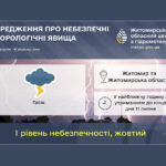 УВАГА! У найближчу годину з утриманням до кінця дня 11 липня по Житомирській області та м. Житомиру гроза