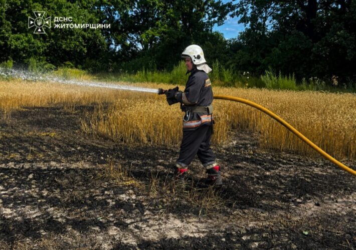 На Житомирщині згоріли 2 гектари пшениці через російську атаку
